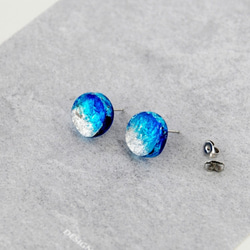 Mizuta Mari銀藍色水晶耳環（手術後不銹鋼）[2020新] [Creema Advance Release] 第4張的照片