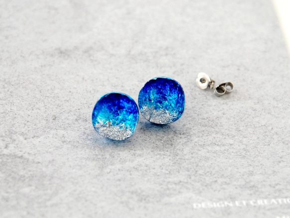 Mizuta Mari銀藍色水晶耳環（手術後不銹鋼）[2020新] [Creema Advance Release] 第6張的照片