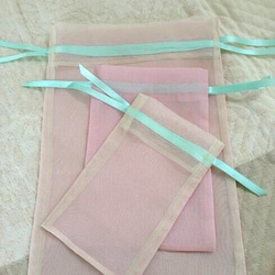 オーガンジー巾着②「ピンク系 3点セット」保管袋、贈物にも最適 4枚目の画像