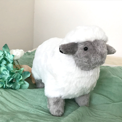 ぬいぐるみ⑥サフォーク種のようなふわふわひつじさん＊ホワイトグレー