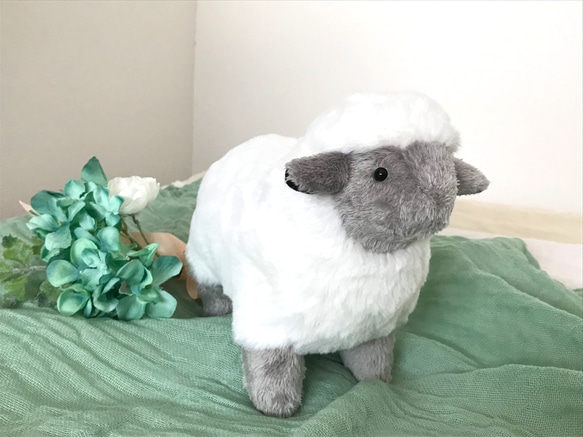 ぬいぐるみ⑥サフォーク種のようなふわふわひつじさん＊ホワイトグレー