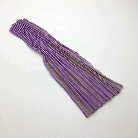 シルクSHIBORI「藤紫、抹茶色」17cm　絞りシルクリボン　soutache ソウタシエ　ss6-pur　 2枚目の画像