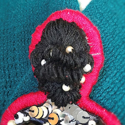 「後ろ姿Lady」黒髪アップ　刺繍ブローチ　フレンチワイヤー　チェコビーズ　ビジュー　スパンコール　Br1-br 4枚目の画像