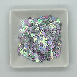 かなり小さいスパンコール 平丸3ｍｍ シルバーAB　ビーズ刺繍　オートクチュール刺繍　3g  SP9-roSab 1枚目の画像