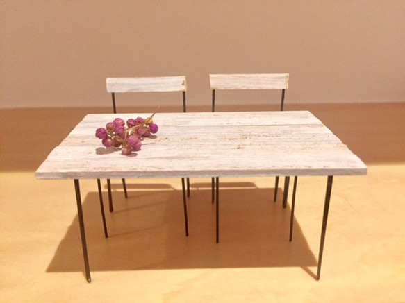 テーブル3点セット（ワイヤーと木のクラフト） 1枚目の画像