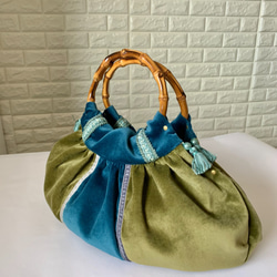 秋色bag：秋色ツートンカラーのグラニーバッグ 2枚目の画像