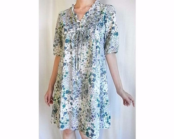 ハンドメイドウエストギャザーワンピース