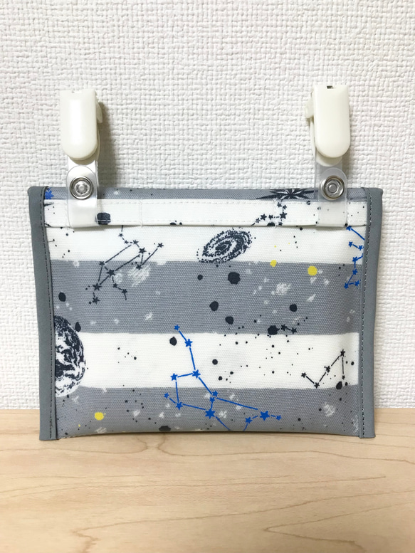 再販☆ラミネート移動ポケット☆グレー　ボーダー宇宙☆ 2枚目の画像