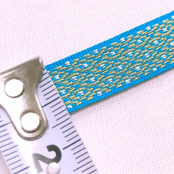 インド　金糸織りテープ　ドット柄　ブルー (長さ1m単位) 3枚目の画像
