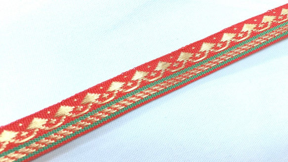 インド金糸織りテープ　レッド (長さ1m単位) 2枚目の画像