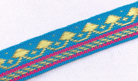 インド　金糸刺繍テープ　ブルー　(長さ1m単位) 2枚目の画像