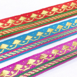 インド　金糸刺繍テープ　ブルー　(長さ1m単位) 4枚目の画像