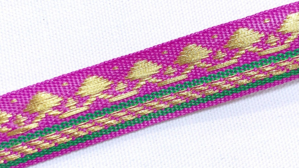 インド　金糸刺繍テープ　パープル　(長さ1m単位) 2枚目の画像