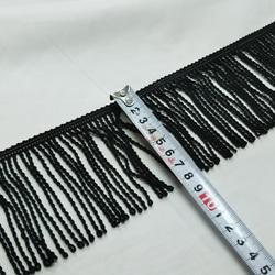 レーヨンコードフリンジ　ブラック幅8.0cm （長さ1m単位） 1枚目の画像