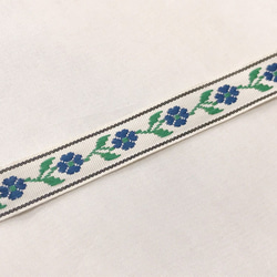 インド製リボンテープ 連結フラワー刺繍(ブルー) 幅1.5cm （長さ1.5m単位） 4枚目の画像