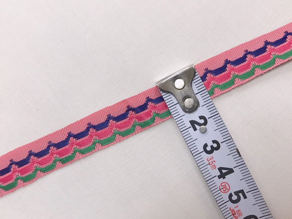インド製リボンテープ フリル柄刺繍(ピンク) 幅1.3cm （長さ1.5m単位） 2枚目の画像