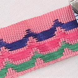 インド製リボンテープ フリル柄刺繍(ピンク) 幅1.3cm （長さ1.5m単位） 1枚目の画像
