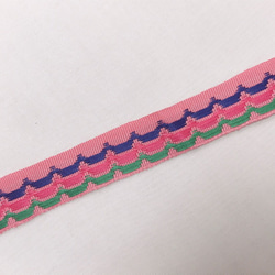 インド製リボンテープ フリル柄刺繍(ピンク) 幅1.3cm （長さ1.5m単位） 4枚目の画像