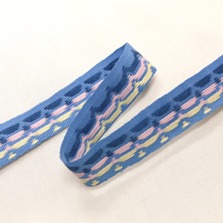 インド製リボンテープ フリル柄刺繍(ブルー) 幅1.3cm （長さ1.5m単位） 3枚目の画像