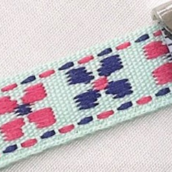 インド製リボンテープ 四つ葉柄刺繍(ライトミントグリーン) 幅1.0cm （長さ1.5m単位） 1枚目の画像