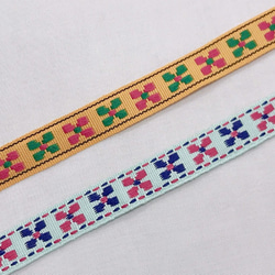 インド製リボンテープ 四つ葉柄刺繍(ライトミントグリーン) 幅1.0cm （長さ1.5m単位） 5枚目の画像