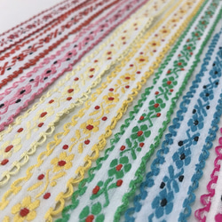 インド製リボンテープ 花柄レース刺繍(バーミリオン) 幅1.8cm （長さ1.5m単位） 6枚目の画像