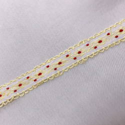 インド製リボンテープ 花柄レース刺繍(レモンイエロー) 幅1.8cm （長さ1.5m単位） 4枚目の画像