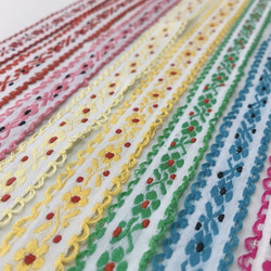 インド製リボンテープ 花柄レース刺繍(レモンイエロー) 幅1.8cm （長さ1.5m単位） 6枚目の画像