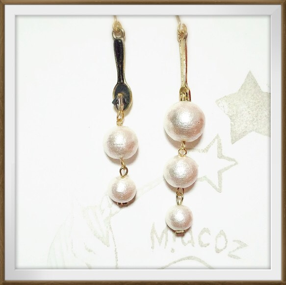 cutlery pearl pierce &earring 1枚目の画像