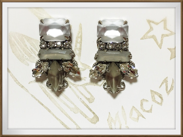 frost square bijou pierce & earring 3枚目の画像