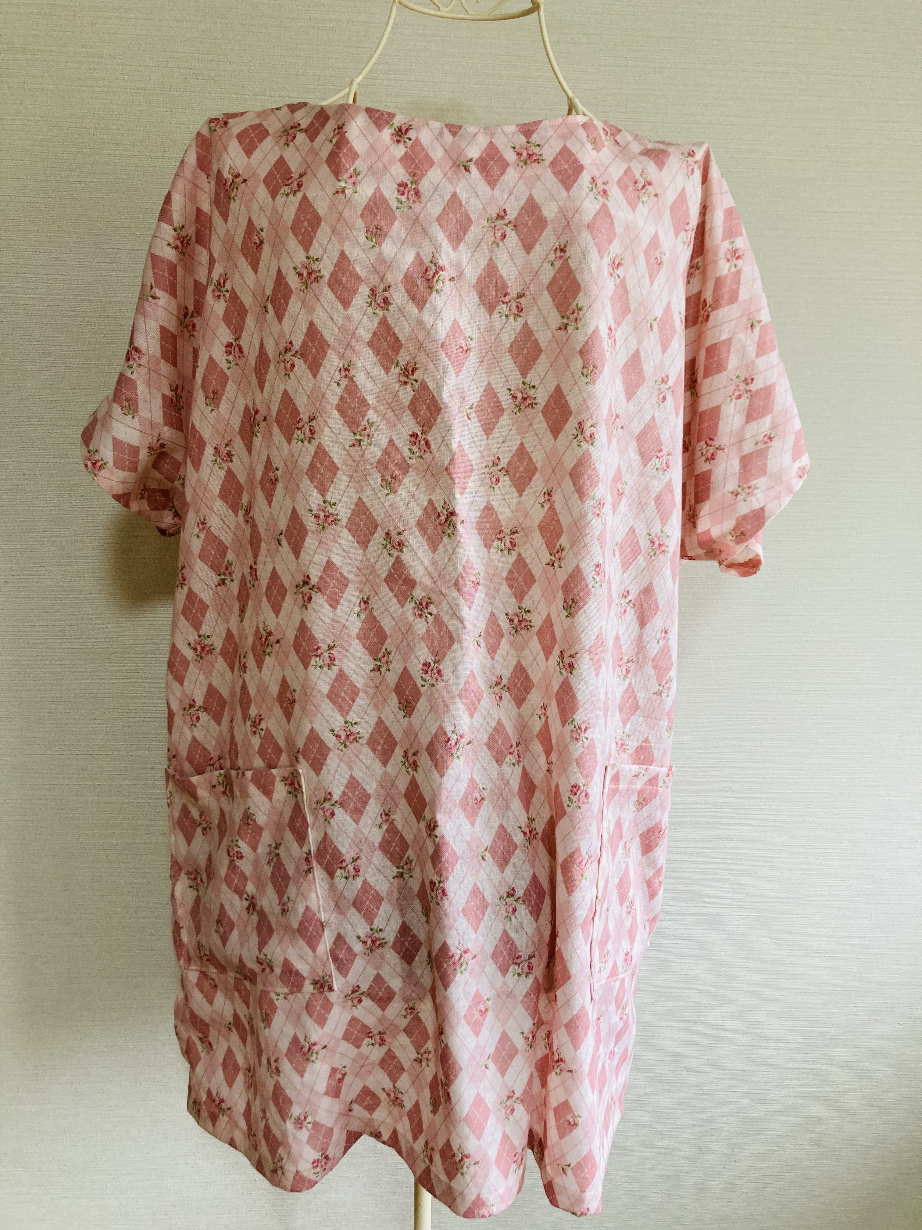 セットアップ／ワンピース／チュニック　90／80サイズ　ハンドメイド 型紙不要】size80.90ver. ぽわん袖ワンピースの作り方 How to