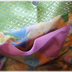ハンドメイド　着物 リメイク　畳のヘリ＆正絹帯バッグ 10枚目の画像