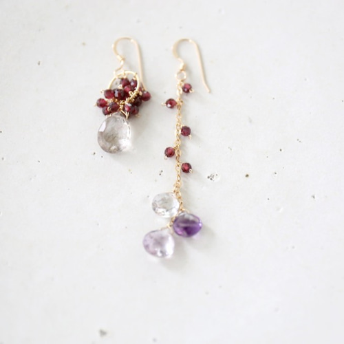 14KGF superseven garnet pierce[kgf3521] ピアス（フック