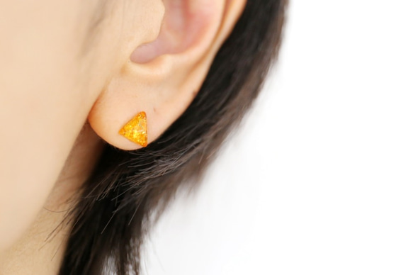 SILVER925 triangle amber pierce[kgf3561] 6枚目の画像