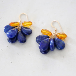 14KGF lapis lazuli amber pierce[kgf3565] 2枚目の画像