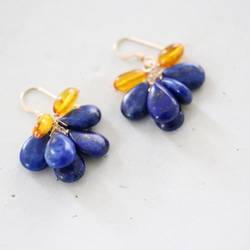 14KGF lapis lazuli amber pierce[kgf3565] 3枚目の画像