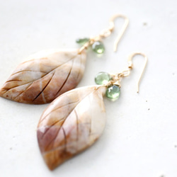 14KGF carved amazonite leaves pierce[kgf3609] 2枚目の画像