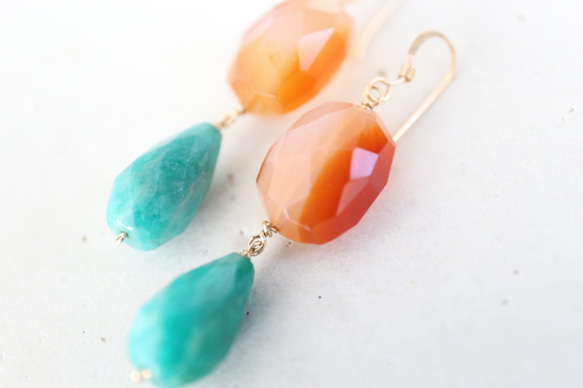 14KGF carnelian　amazonite pierce[kgf3637] 5枚目の画像