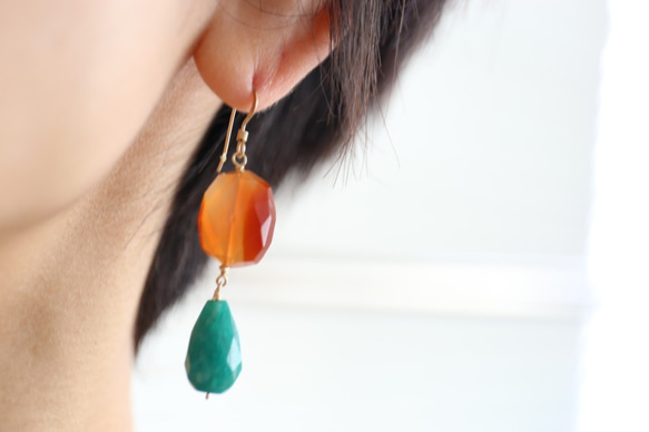 14KGF carnelian　amazonite pierce[kgf3637] 7枚目の画像