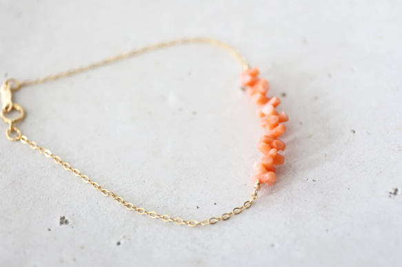 14KGF coral bracelet[kgf3819] 3枚目の画像