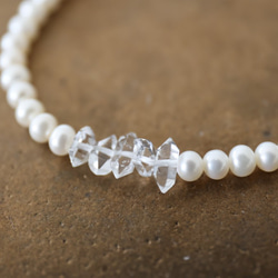 pearl herkimerdiamond bracelet [kgf3863] 1枚目の画像