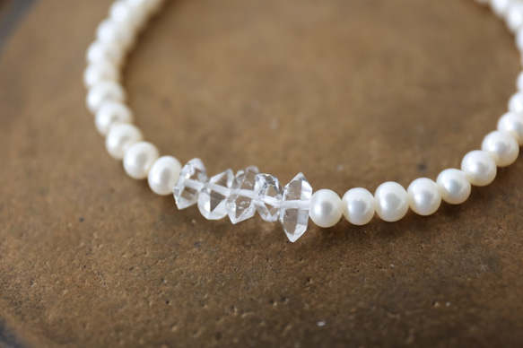 pearl herkimerdiamond bracelet [kgf3863] 1枚目の画像