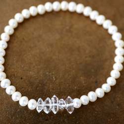 pearl herkimerdiamond bracelet [kgf3863] 3枚目の画像