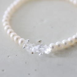 pearl herkimerdiamond bracelet [kgf3863] 4枚目の画像