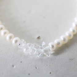 pearl herkimerdiamond bracelet [kgf3863] 5枚目の画像