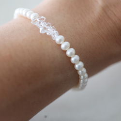 pearl herkimerdiamond bracelet [kgf3863] 6枚目の画像