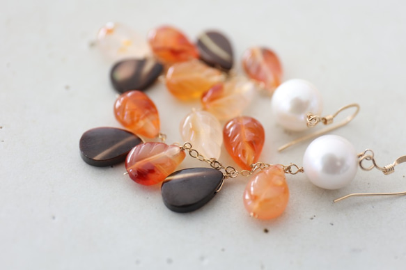 14KGF carnelian pearl pierce[kgf3905] 4枚目の画像