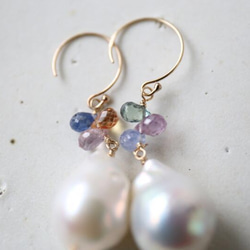 14KGF　sapphire baroque pearl pierce[kgf0212] 1枚目の画像