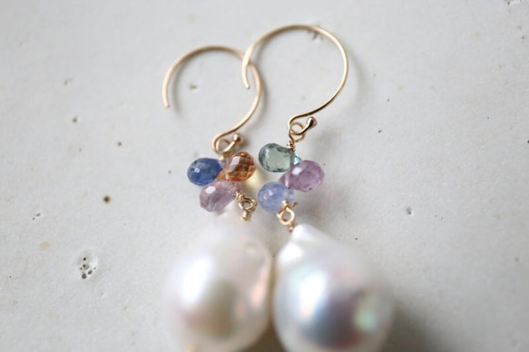 14KGF　sapphire baroque pearl pierce[kgf0212] 1枚目の画像