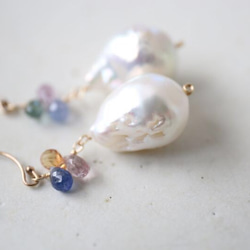 14KGF　sapphire baroque pearl pierce[kgf0212] 2枚目の画像